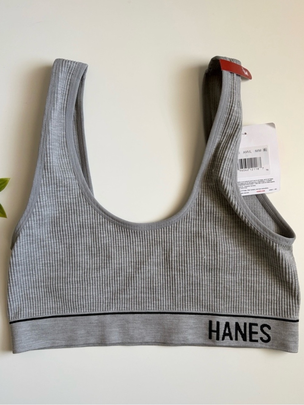 NWT hanes light gray ribbed scoop bralette